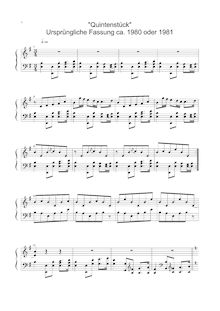 Partition  Quints  - Original Version 1980 ou 1981, Single Piano pièces