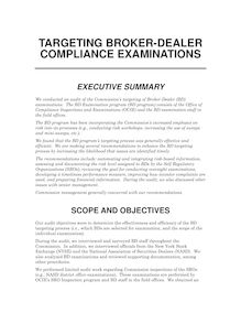Targeting Broker-Dealer Compliance Examination (PDF), Audit No. 394