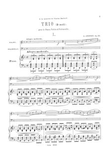Partition de piano et parties, Piano Trio No.1, D minor
