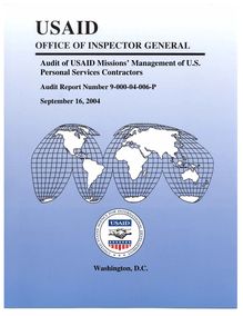  Audit of USAID Missions’ Management of U.S. Personal Services Contractors