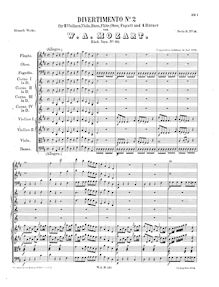 Partition complète, Divertimento, Divertimento No.2, D major, Mozart, Wolfgang Amadeus