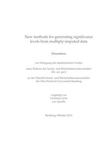 New methods for generating significance levels from multiply-imputed data [Elektronische Ressource] / vorgelegt von Christine Licht