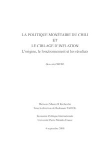 La politique monétaire du chili et le ciblage d inflation l