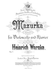 Partition complète et , partie (monochrome), Mazurka, Mazurka (A moll) für Violoncello und Klavier