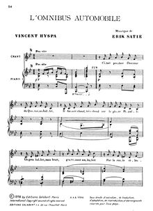Partition complète, L omnibus automobile, B♭ major, Satie, Erik