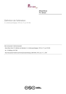 Définition de l aliénation - article ; n°1 ; vol.17, pg 301-350