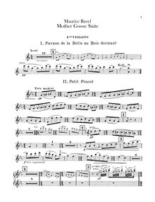 Partition violons I, Ma Mère l Oye (cinq pièces enfantines), Mother Goose