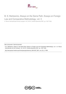 B. S. Markesinis, Always on the Same Path, Essays on Foreign Law and Comparative Methodology, vol. II - note biblio ; n°4 ; vol.53, pg 1027-1028