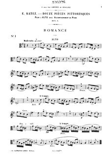 Partition Alternate partition de viole de gambe, 12 Pièces pittoresques pour violon et piano, Op.8