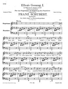 Partition complète, Ellens Gesang (I), D.837 (Op.52 No.1), Ellen’s Song (I)