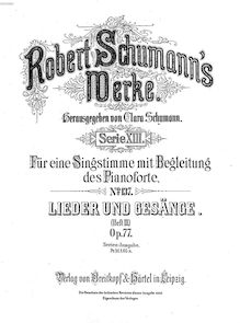 Partition complète, chansons und Gesänge, Vol.III, Op.77, Schumann, Robert
