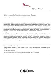 Réformes de la fiscalité du capital en Europe - article ; n°4 ; vol.16, pg 113-169