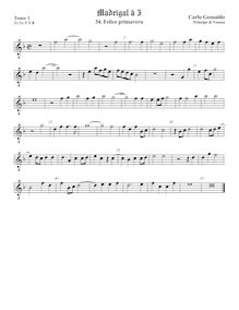 Partition ténor viole de gambe 1, felice primavera par Carlo Gesualdo