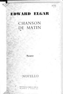 Partition , Chanson de matin, Chanson de Nuit et Chanson de Matin, Op.15