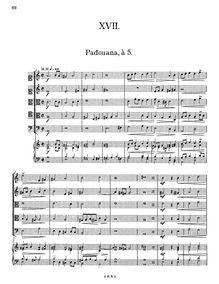 Partition  XVII, Banchetto Musicale, Schein, Johann Hermann