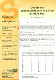 Statistik kurzgefaßt. Bevölkerung und soziale Bedingungen Nr. 8/2000. Öffentliche Bildungsausgaben in der EU im Jahre 1997