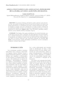 Azolla filiculoides Lam (Azollaceae): integrante de la flora acuática alóctona de Segovia