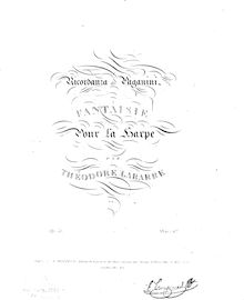Partition harpe Solo, Ricordanza di Paganini, Ricordanza di Paganini, Fantaisie pour la Harpe