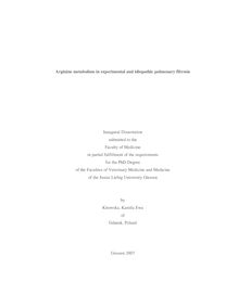Arginine metabolism in experimental and idiopathic pulmonary fibrosis [Elektronische Ressource] / by Kitowska, Kamila Ewa