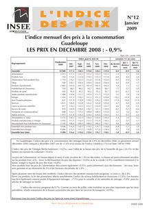Lindice mensuel des prix à la consommation de Guadeloupe en décembre 2008 : -0,9%
