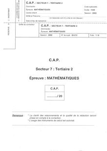 Mathématiques - Sciences 2002 CAP Agent d accueil et de conduite routière, transport de voyageurs