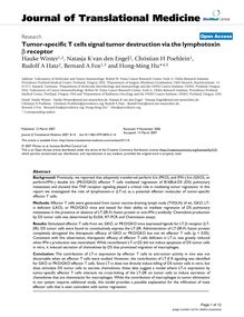 Tumor-specific T cells signal tumor destruction via the lymphotoxin β receptor
