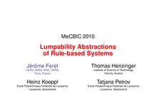 Lumpability Abstractions of Rule based Systems