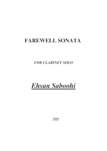 Partition complète, Sonata pour Solo clarinette, Farewell, Saboohi, Ehsan