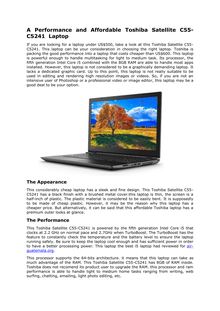 A Performance and Affordable Toshiba Satellite C55-C5241 Laptop