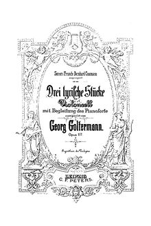 Partition de violoncelle, 3 Lyrische Stücke, Op.117, Goltermann, Georg