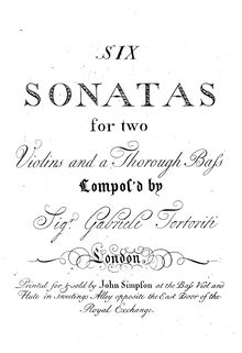 Partition Basso (Organo), 6 sonates pour 2 violons et a Thorough basse