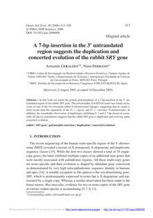 A 7-bp insertion in the 3  untranslated region suggests the duplication and concerted evolution of the rabbit SRYgene