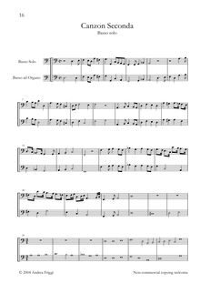 Partition complète, Canzon Seconda Basso solo, Frescobaldi, Girolamo