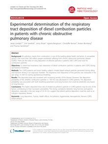 Experimental determination of the respiratory tract deposition of diesel combustion particles in patients with chronic obstructive pulmonary disease