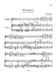 Partition complète (S.295), Wo weilt er, Liszt, Franz par Franz Liszt