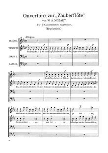 Partition complète (Fugue, TTBB), Die Zauberflöte, The Magic Flute