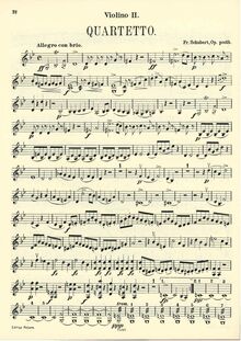 Partition violon 2, corde quatuor No. 9 en G minor, D.173, Schubert, Franz