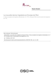 La nouvelle donne migratoire en Europe de l Est - article ; n°2 ; vol.7, pg 7-40