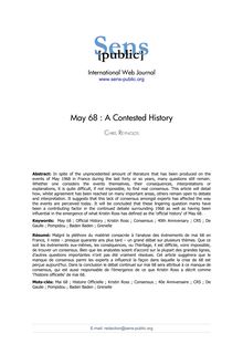 May 68 : A Contested History