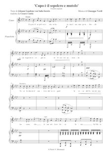 Partition Cupo è il sepolcro e mutolo (1843) Original key (F minor), chansons pour voix et Piano