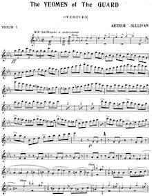 Partition violons I, pour Yeomen of pour Guard, ou pour Merryman et his Maid