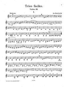 Partition violon 3, Easy Trios pour violon, Trios faciles, Op.34