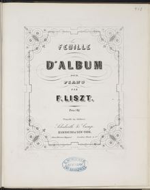 Partition Feuille d album No.2 (S.167), Collection of Liszt editions, Volume 9