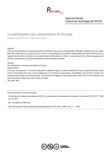 La participation aux associations en Europe - article ; n°1 ; vol.71, pg 313-325