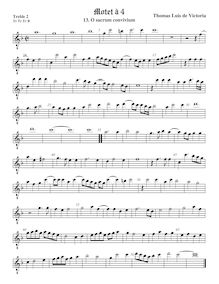 Partition viole de gambe aigue 2, octave aigu clef, O sacrum convivium à 4