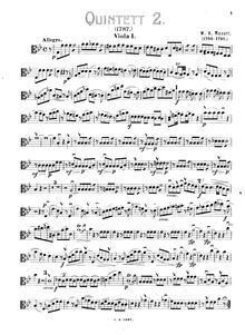 Partition viole de gambe 1, corde quintette No.4, G minor, Mozart, Wolfgang Amadeus