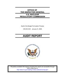 OIG-05-A-09, Audit of NRC's Budget Formulation Process