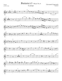 Partition ténor viole de gambe 2, octave aigu clef, Fantasia pour 5 violes de gambe, RC 28