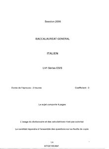Baccalaureat 2006 lv1 italien sciences economiques et sociales amerique du nord