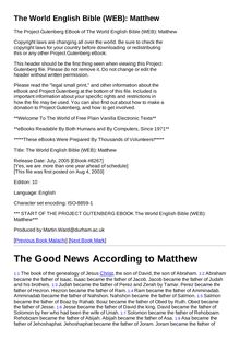 The World English Bible (WEB): Matthew
